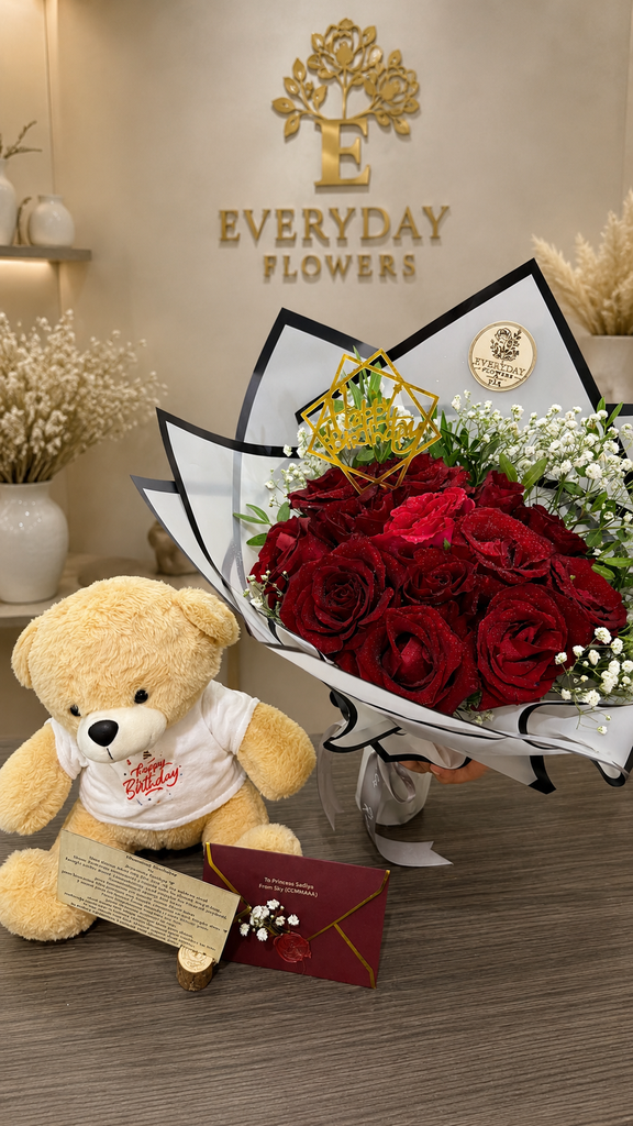 13 Flowers 💐 Customized Teddy & Vintage envelope