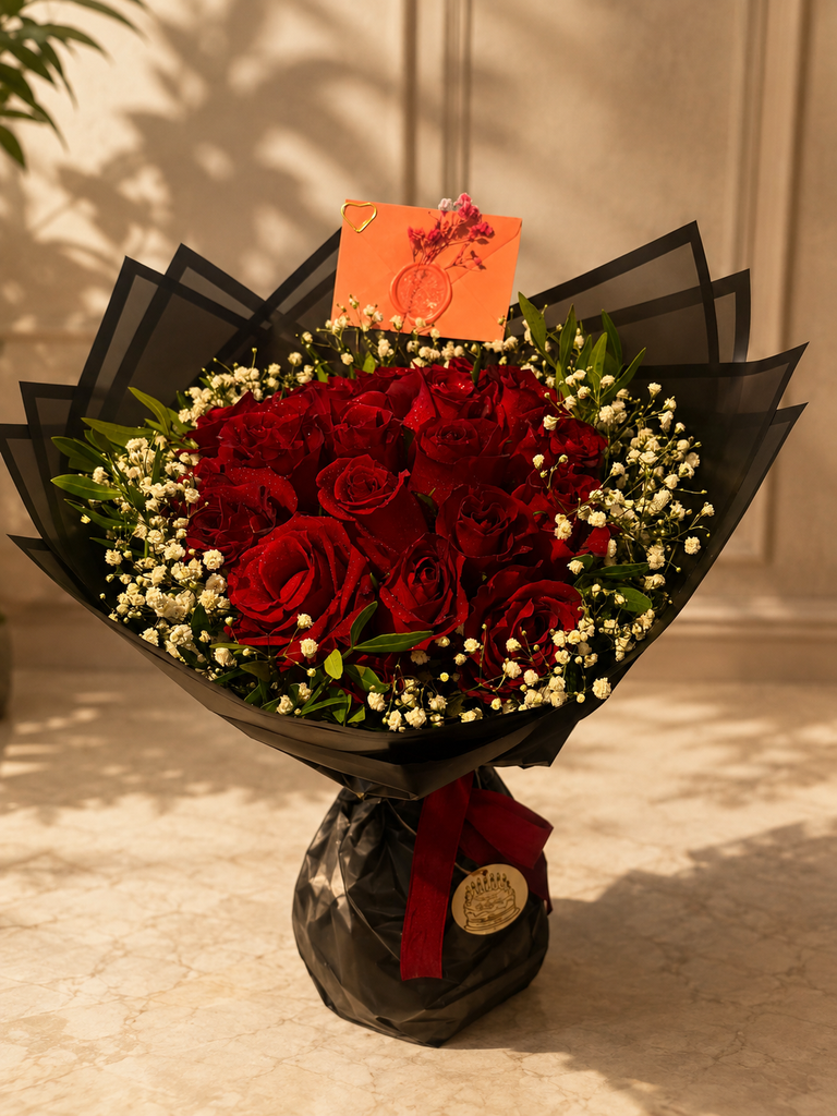 30 Red Roses with a customized message