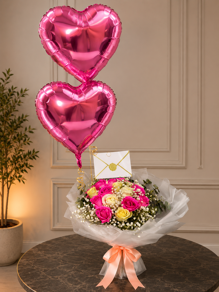 Luxury Sweet Rose Pink with helium Balloons 🎈